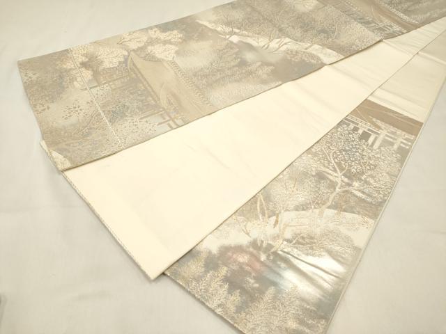 平和屋着物◎六通柄袋帯 京洛錦 風景文 金銀糸 二重引箔 正絹 逸品 DABF0131ea