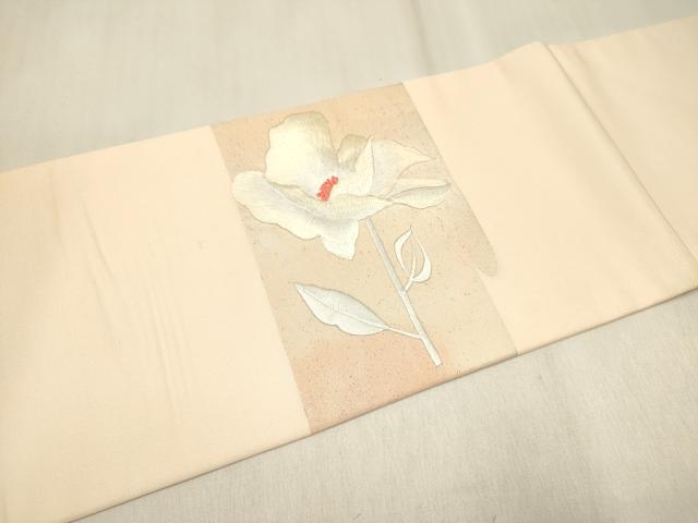 平和屋着物◎九寸名古屋帯 刺繍 花の詩 流水花文 金糸 正絹 逸品 DABF0155ea