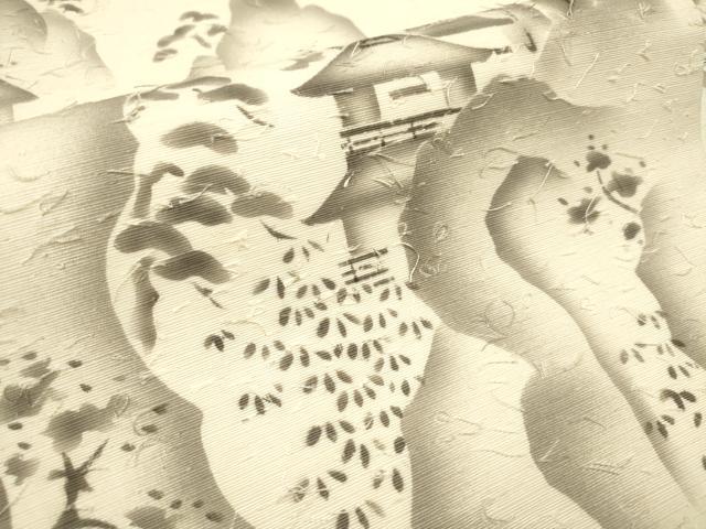 平和屋着物◎九寸名古屋帯 作家物 手描き 髭紬 風景文 正絹 逸品 DABF0160ea