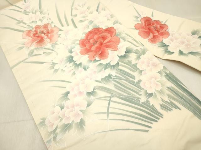 平和屋着物◎九寸名古屋帯 刺繍 牡丹花文 銀糸 正絹 逸品 DABF0161ea
