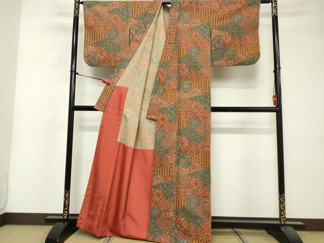 平和屋着物■上質な小紋 吉祥花文 胴抜き仕立て 正絹 逸品 DABF0197ea