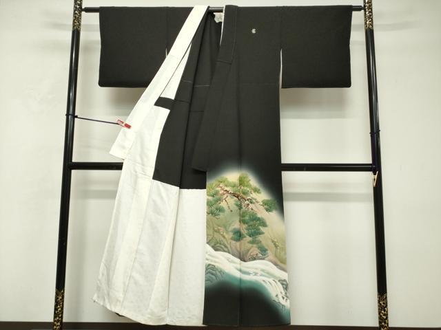 平和屋着物■豪華黒留袖 手描き 老松 舞桜文 暈し染め 金彩 胴抜き仕立て 正絹 逸品 DABF0203ea