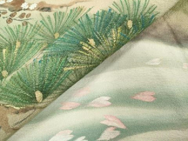 平和屋着物■豪華黒留袖 手描き 老松 舞桜文 暈し染め 金彩 胴抜き仕立て 正絹 逸品 DABF0203ea