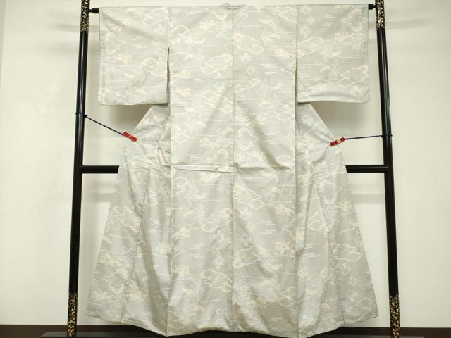 平和屋着物■本場大島紬 白大島 7マルキ 松皮菱花文 正絹 逸品 DABF0204ea