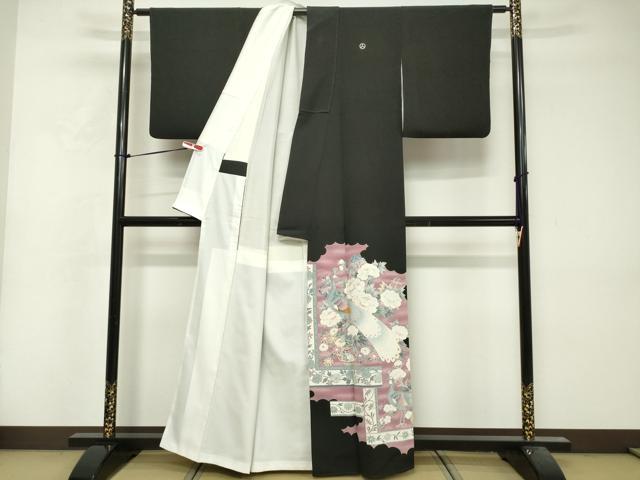 平和屋着物■豪華黒留袖 作家物 孔雀飾花文 正絹 逸品 DABF0209ea