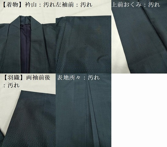 平和屋着物■男性 本場大島紬 アンサンブル 長羽織 80亀甲 総詰め 正絹 逸品 DABF0215ea