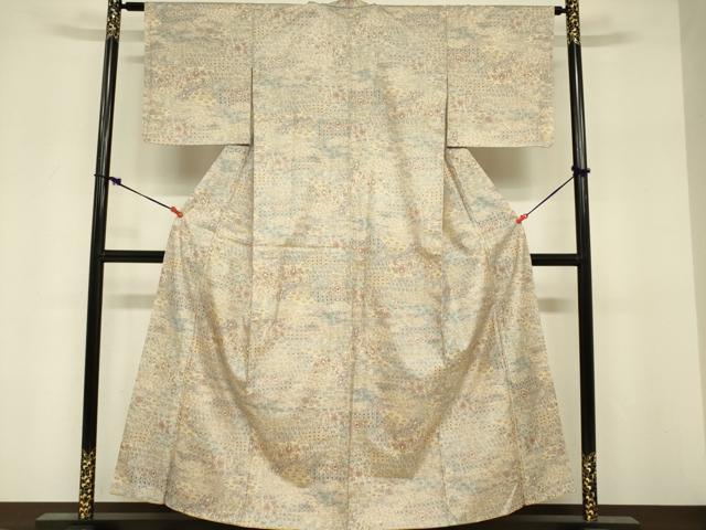 平和屋着物■本場染大島紬 雲取り吉祥花文 正絹 逸品 DABF0236ea