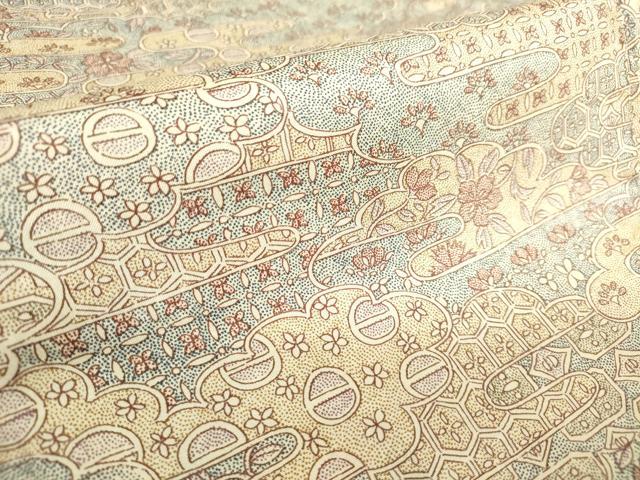 平和屋着物■本場染大島紬 雲取り吉祥花文 正絹 逸品 DABF0236ea