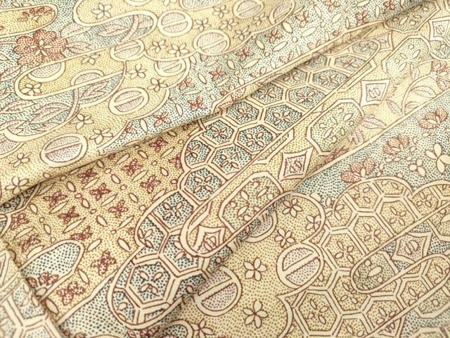 平和屋着物■本場染大島紬 雲取り吉祥花文 正絹 逸品 DABF0236ea