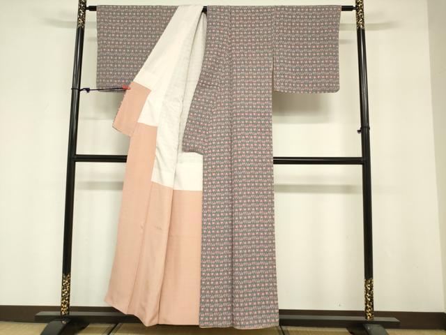 平和屋着物■上質な小紋 枝花尽くし 正絹 逸品 DABF0240ea