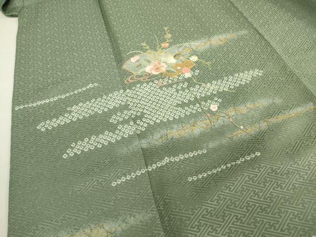 平和屋着物■訪問着 刺繍 絞り 霞花文 暈し染め 金彩 正絹 逸品 DABF0247ea