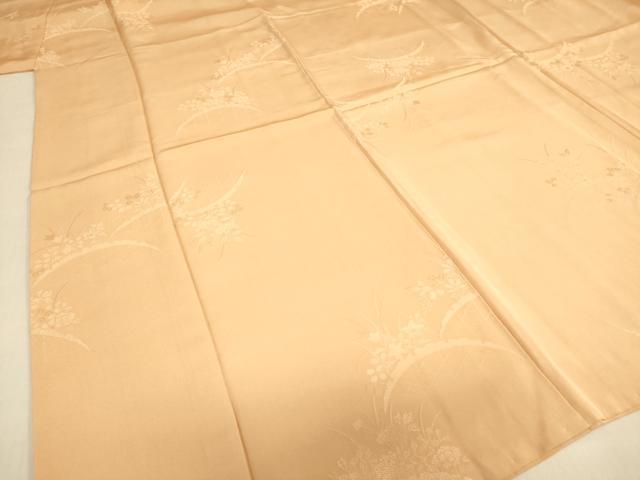 平和屋着物■上質な色無地 雪芝花地紋 赤香色 正絹 逸品 DABF0262ea