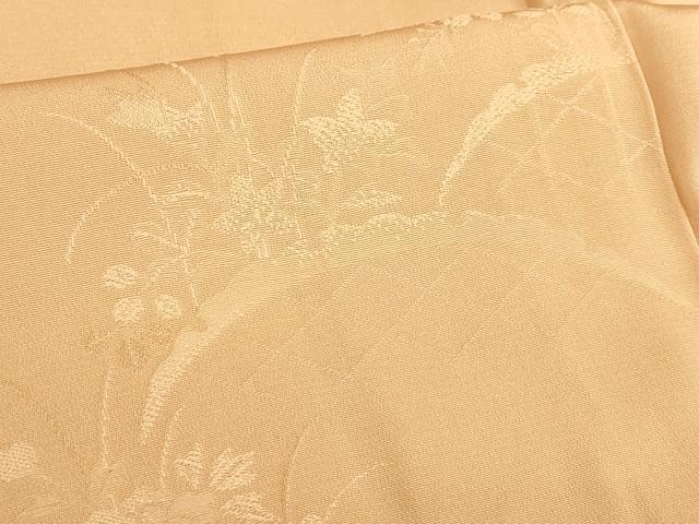 平和屋着物■上質な色無地 雪芝花地紋 赤香色 正絹 逸品 DABF0262ea