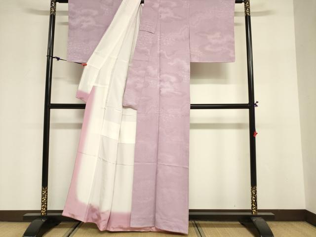 平和屋着物■上質な色無地 雲取り吉祥地紋 紅藤色 正絹 逸品 DABF0265ea