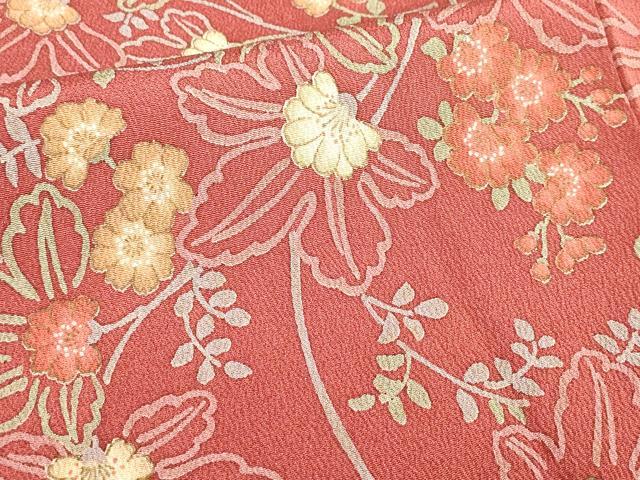 平和屋着物■上質な小紋 草花文 鬼しぼ縮緬 やまと誂製 正絹 逸品 未使用 DABF0266ea