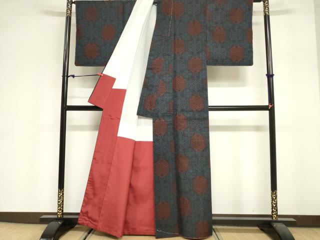 平和屋着物■本場大島紬 7マルキ 蜀江花文 正絹 逸品 未使用 DABF0273ea