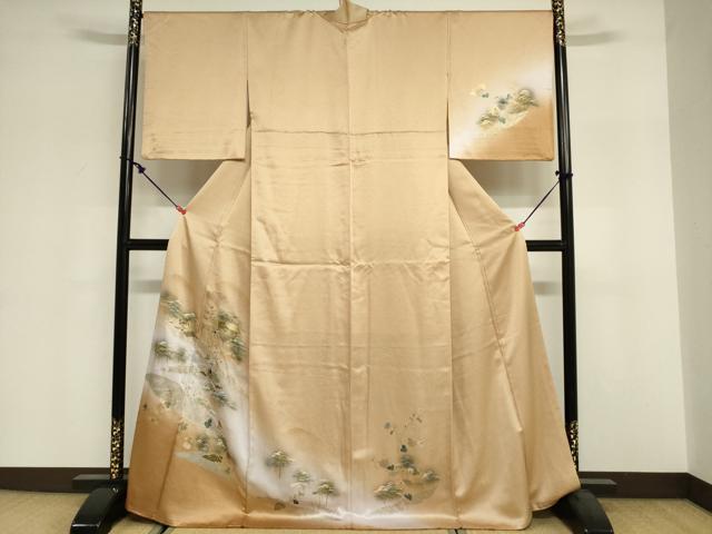 平和屋着物■訪問着 手描き 人物風景花松文 暈し染め 金銀彩 正絹 逸品 DABF0275ea