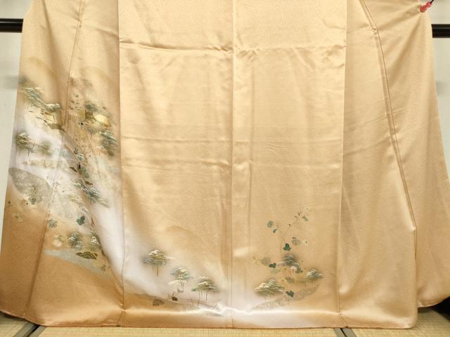 平和屋着物■訪問着 手描き 人物風景花松文 暈し染め 金銀彩 正絹 逸品 DABF0275ea