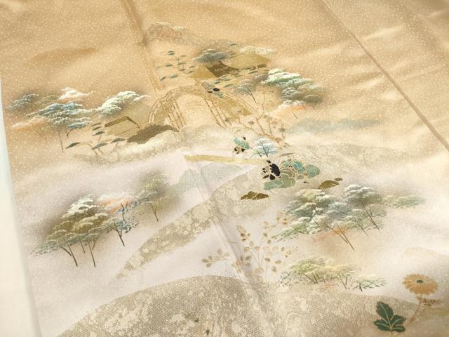 平和屋着物■訪問着 手描き 人物風景花松文 暈し染め 金銀彩 正絹 逸品 DABF0275ea