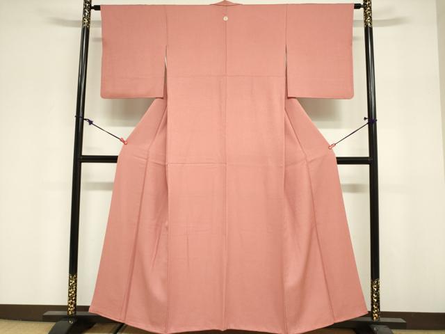 平和屋着物■本草木染作家 瑞寶 色無地 紋意匠 甚三紅色 正絹 逸品 DABF0279ea