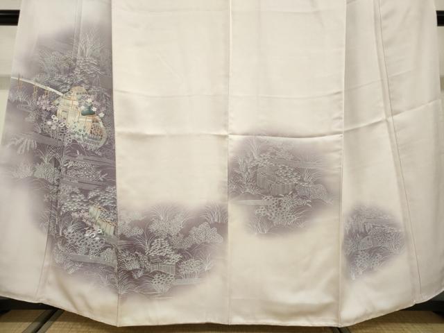 平和屋着物■訪問着 風景花文 暈し染め 正絹 逸品 DABF0283ea