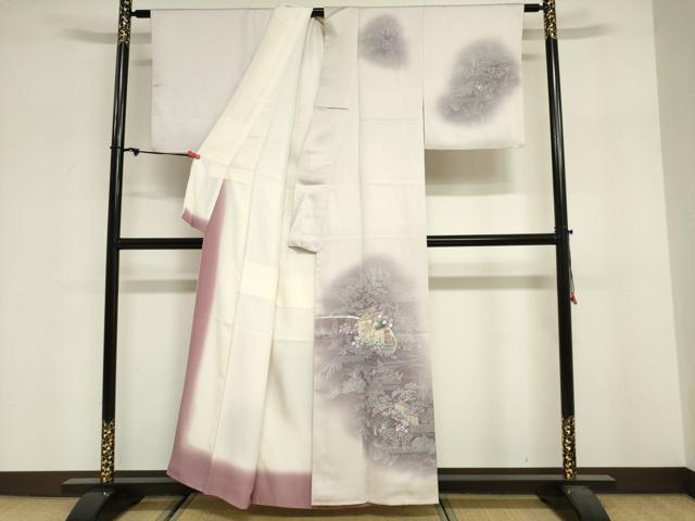 平和屋着物■訪問着 風景花文 暈し染め 正絹 逸品 DABF0283ea