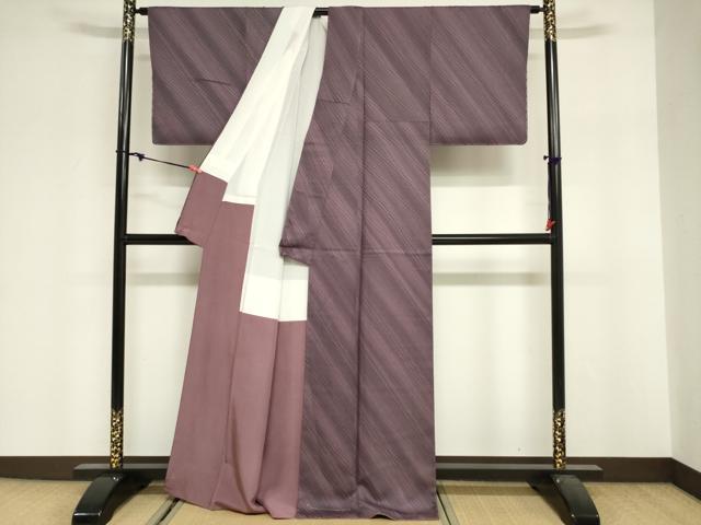 平和屋着物■上質な小紋 作家物 斜縞 正絹 逸品 DABF0284ea