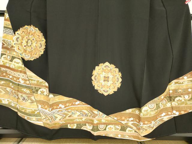 平和屋着物■豪華黒留袖 駒刺繍 正倉院花文 金彩 正絹 逸品 DABF0286ea