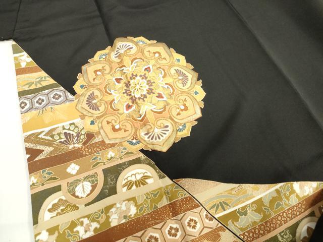 平和屋着物■豪華黒留袖 駒刺繍 正倉院花文 金彩 正絹 逸品 DABF0286ea