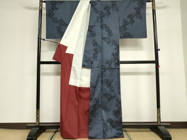 平和屋着物■上質な紬 切嵌花文 正絹 逸品 未使用 DABF0291ea