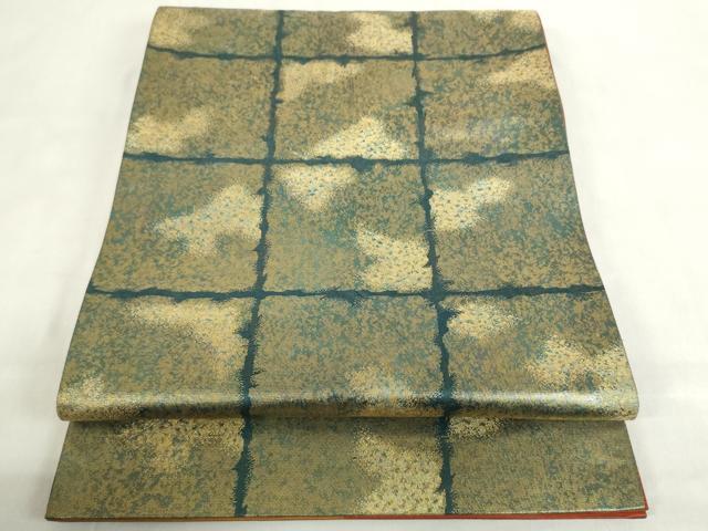 平和屋着物◎六通柄袋帯 破れ色紙 引箔 正絹 逸品 DABF0324ea