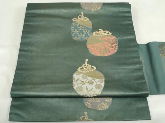 平和屋着物◎九寸名古屋帯 利休好み 仕覆文 金糸 正絹 逸品 DABF0337ea