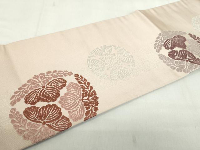 平和屋着物◎九寸名古屋帯 唐織 桐花丸文 銀糸 正絹 逸品 DABF0338ea