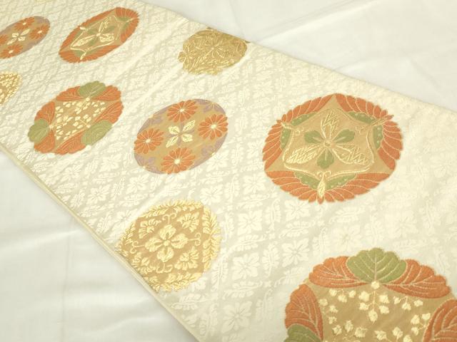平和屋着物◎六通柄袋帯 桐双蝶花丸文 金糸 正絹 逸品 DABF0370ea