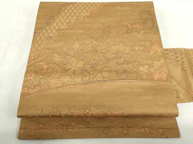 平和屋着物◎八寸名古屋帯 花唐草文 正絹 逸品 未使用 DABF0379ea