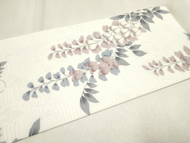平和屋着物*夏物 全通柄九寸名古屋帯 藤 正絹 逸品 未使用 DABF0382ea