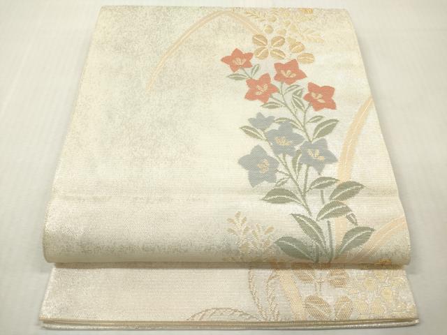 平和屋着物*夏物 六通柄袋帯 桔梗 萩 金銀糸 正絹 逸品 DABF0424ea