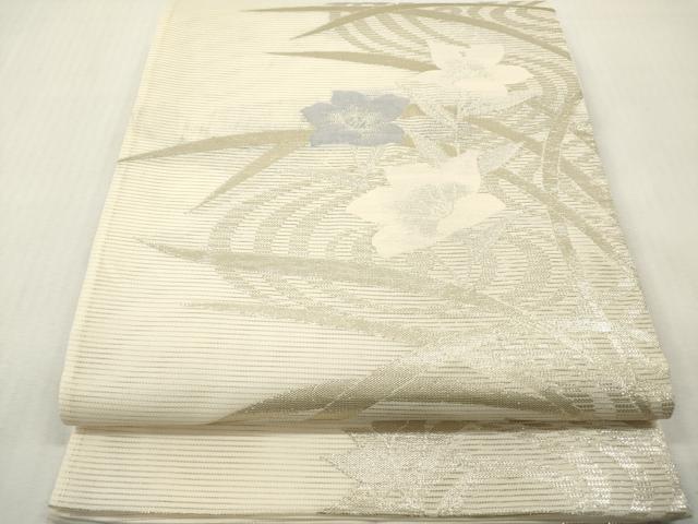 平和屋着物*夏物 六通柄袋帯 流水桔梗文 金糸 正絹 逸品 DABF0434ea