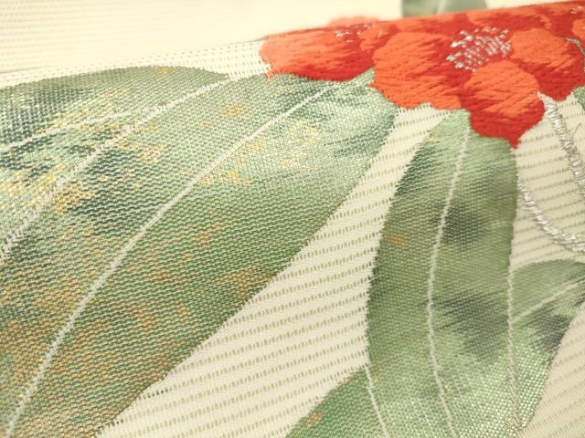 平和屋着物*夏物 九寸名古屋帯 絽綴れ 唐織 枝花文 金銀糸 正絹 逸品 DABF0444ea
