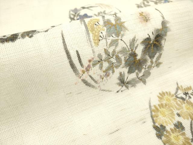 平和屋着物*夏物 染色作家 桐山紫香 手描き 九寸名古屋帯 四季花丸文 正絹 逸品 DABF0453ea