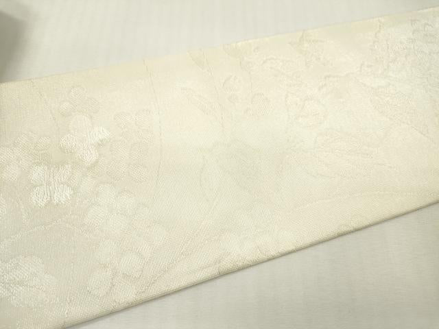 平和屋着物*夏物 九寸名古屋帯 紫陽花 アジサイ 桔梗 生成り色 銀糸 正絹 逸品 DABF0475ea