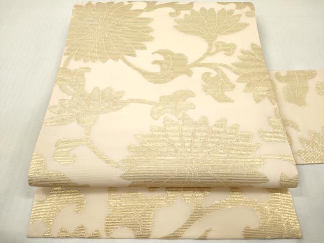 平和屋着物*夏物 全通柄九寸名古屋帯 菊唐草文 金糸 正絹 逸品 DABF0486ea