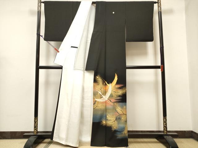 平和屋着物■豪華黒留袖 作家物 駒刺繍 飛鳥松葉文 暈し染め 金彩 正絹 逸品 DABF0495ea