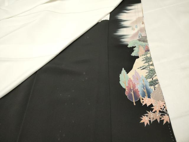 平和屋着物■豪華黒留袖 作家物 樹林風景文 暈し染め 金彩 正絹 逸品 DABF0497ea
