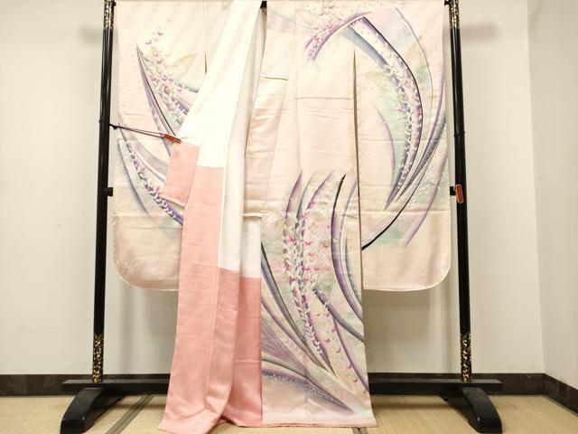 平和屋着物■豪華振袖 リチャード・クレイダーマン 孔雀舞蝶文 金彩 正絹 逸品 DABF0503ea