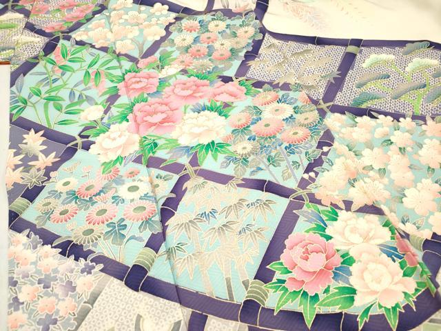 平和屋着物■豪華振袖 竹垣花蝶文 松竹梅 暈し染め 金彩 正絹 逸品 DABF0504ea