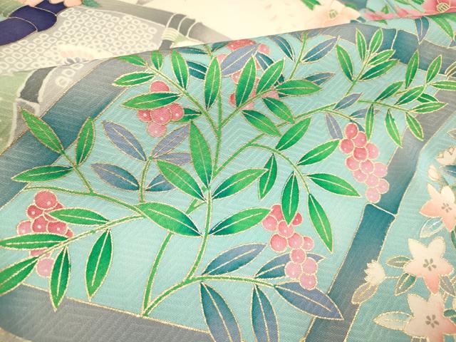 平和屋着物■豪華振袖 竹垣花蝶文 松竹梅 暈し染め 金彩 正絹 逸品 DABF0504ea
