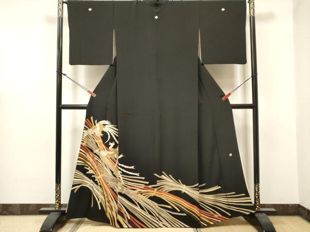 平和屋着物■豪華黒留袖 作家物 束ね熨斗 鳳凰 金彩 正絹 逸品 DABF0506ea