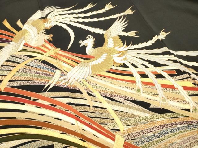 平和屋着物■豪華黒留袖 作家物 束ね熨斗 鳳凰 金彩 正絹 逸品 DABF0506ea