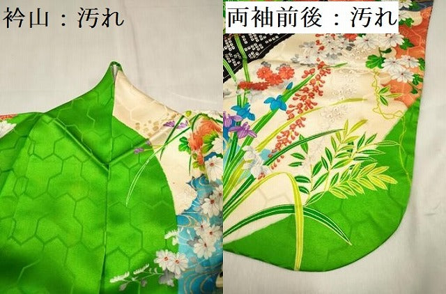平和屋着物■豪華振袖 駒刺繍 花車飾花文 御簾 金彩 正絹 逸品 DABF0512ea